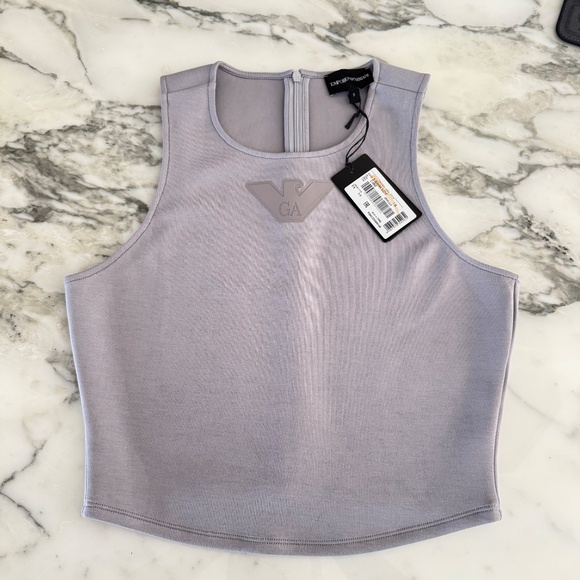 EA7 EMPORIO ARMANI Womans Gray GA Logo Stretch Tank Top Lg/Sm, 3D2K6A - Picture 7 of 12